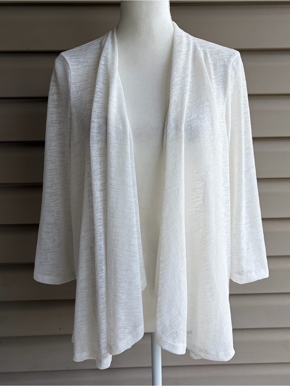 •Kasper• White Lightweight 3/4 Sleeve Open Front Cardigan - Size XLP